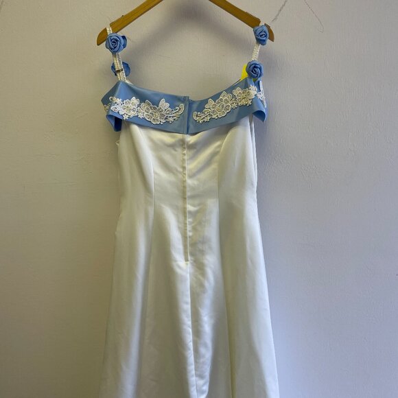 Handmade White and Blue wedding gown Size 10 USED - Picture 8 of 9